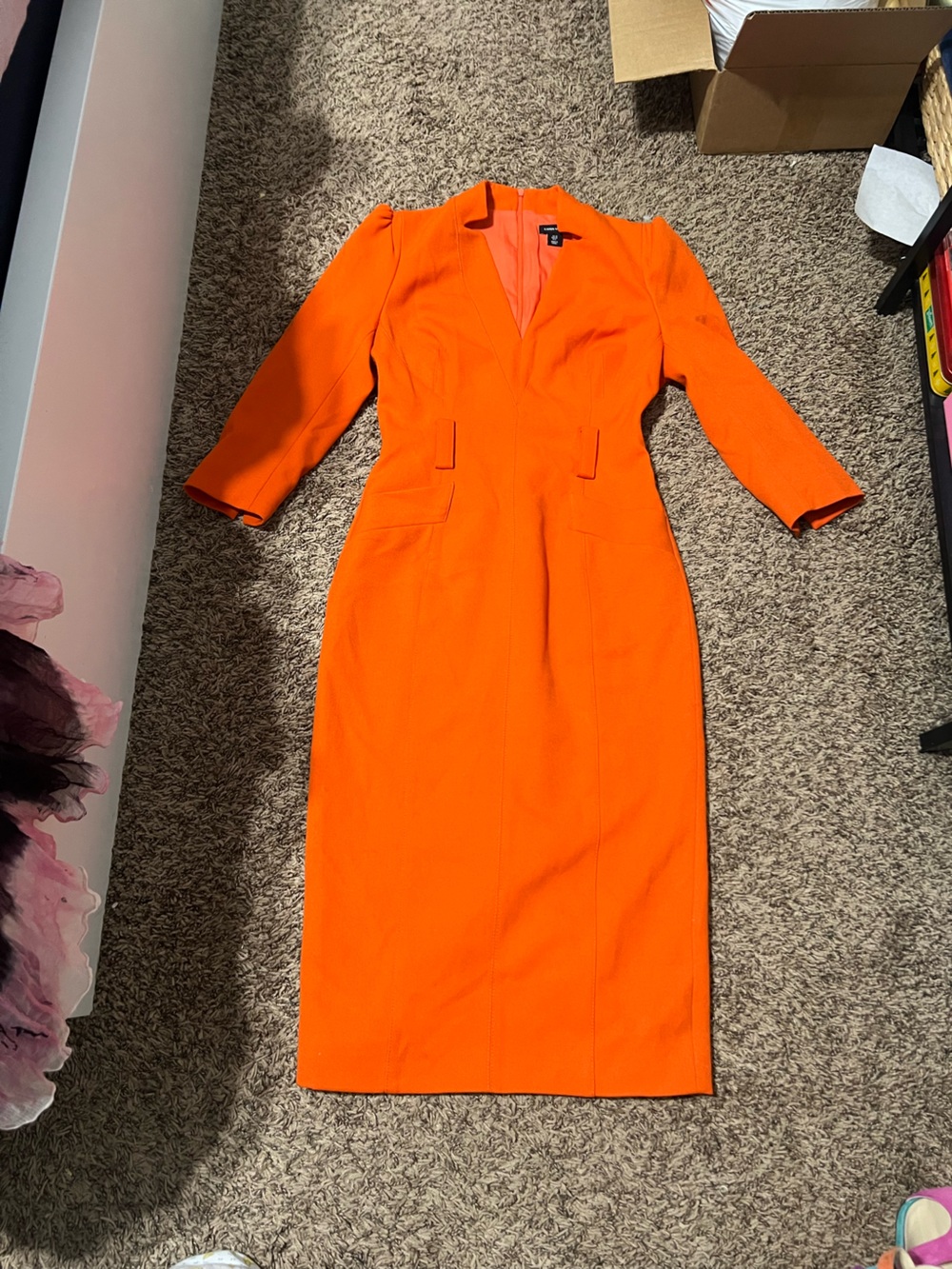 Karen Millen Vibrant Orange Midi Sheath Dress